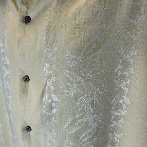 Island Republic Yellow Embroidered Short Sleeve Silk Button Down Size XXL - Picture 3 of 8